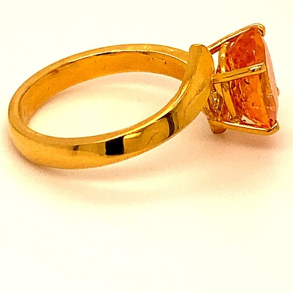 Mandarin Spessartine 22K Solid Yellow Gold Ring - Picture 3 of 7